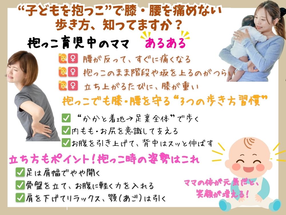 “子どもを抱っこ”で膝・腰を痛めない